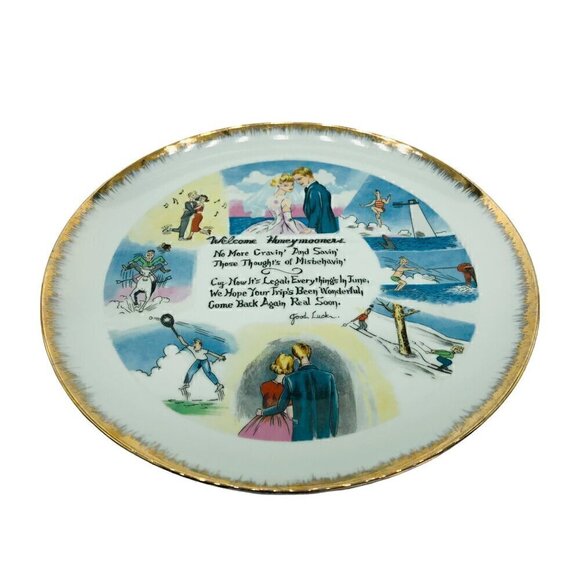 Vintage MCM Honey-Moon-ers Poem Decorative Plate - Picture 4 of 6